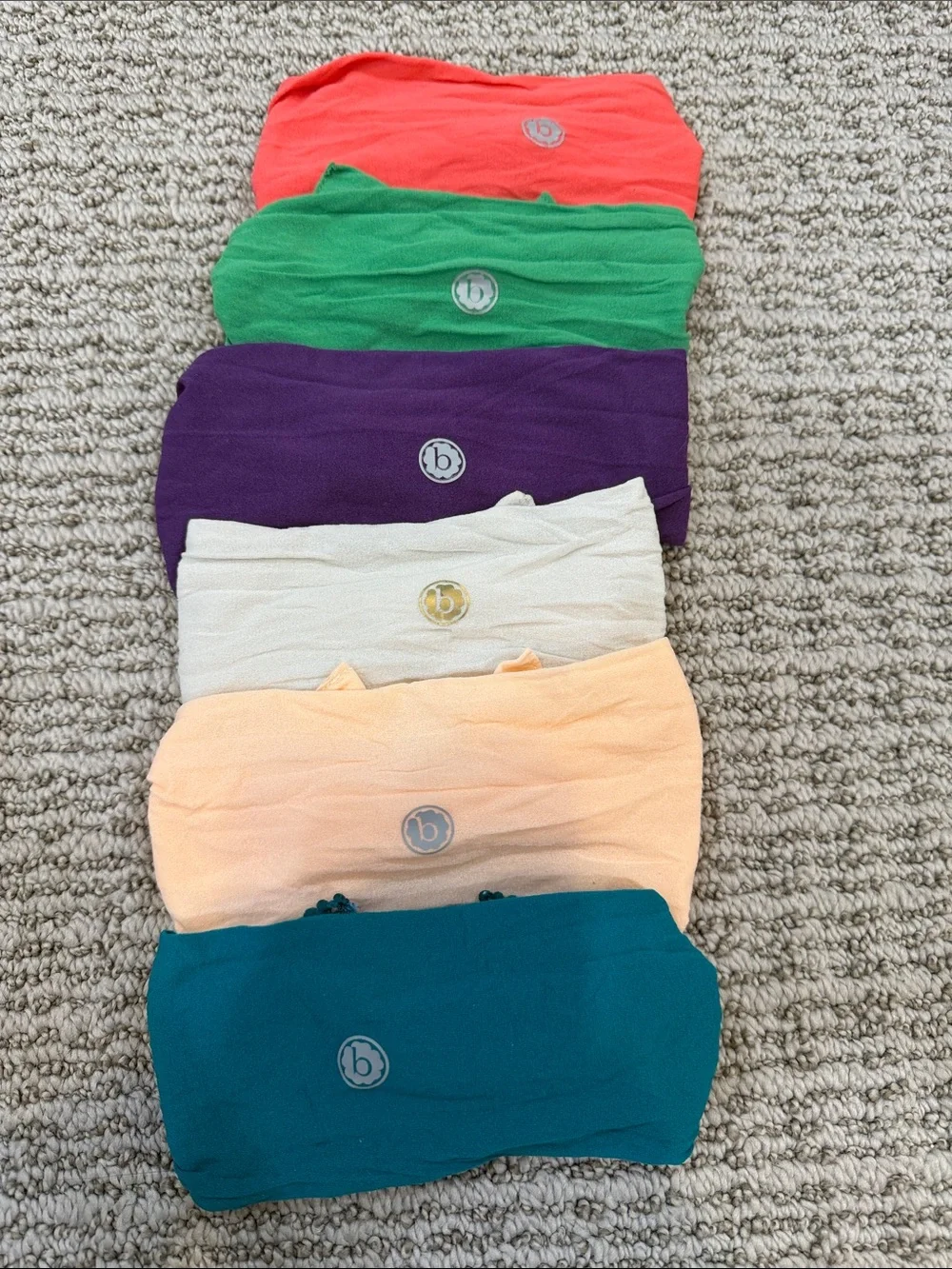 Girls Stretch Knot Headband Set — Coral, Green, Purple, Cream, Peach & Teal